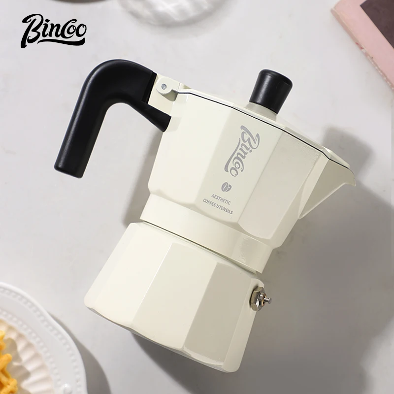 Bincoo double valve mocha pot for 2 coffee powder dispenser electric stove filter paper kitchen barista accessories