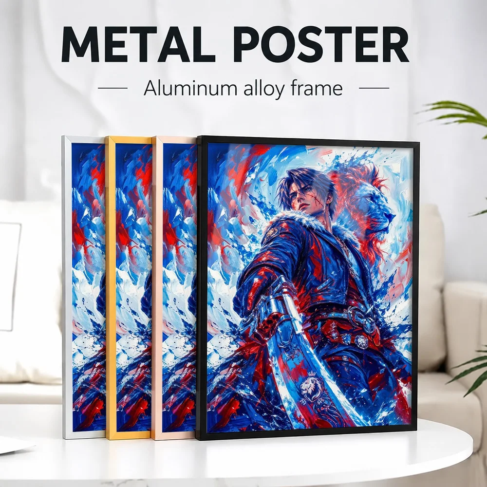 Squall Leonhart Final Fantasy VIII Metal Poster With Aluminum Alloy Frame Customized Photo Heroic Quest Style Wall Art For Study