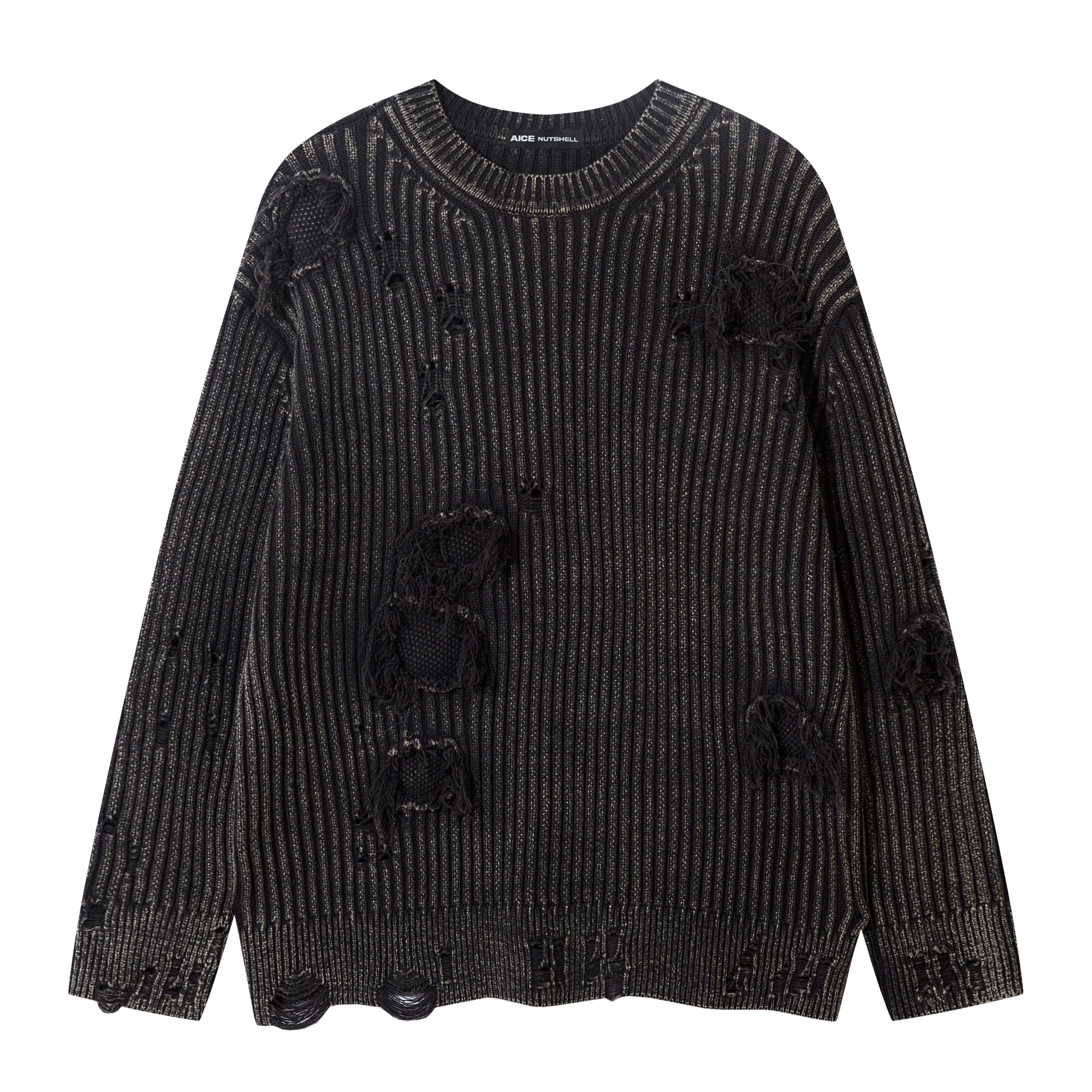 

V05 осенне-зимний новый универсальный свитер в стиле ретро с водяной мельницей и нерегулярными отверстиями, тренд