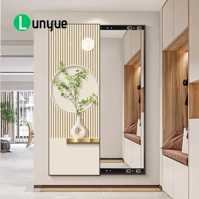 Nordic Hidden Floor Mirror Full Length Push Pull Mural Invisible Wall Art for Living Room Bedroom Entrance Decor Space Saving