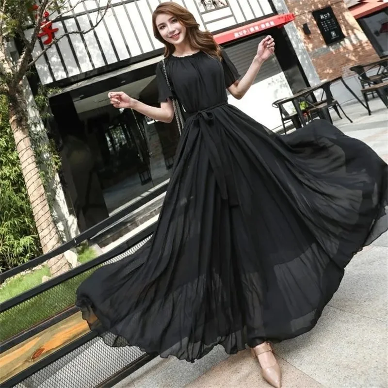 2023 New Women Summer Dress Large Beach Chiffon Extra Long Beach Resort  Dress Elegant Ladies Loose Bohemian Dresses Vestidos 4XL - AliExpress  200000345