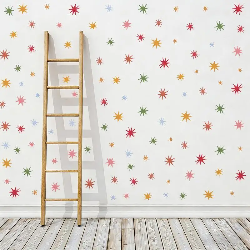 Unregelmäßige Zirkus-Diamant-Wandaufkleber, ungiftige Regenbogen-Stern-Stoff-Wandaufkleber für Kinderzimmer und Spielzimmer-Dekoration – Detail 5
