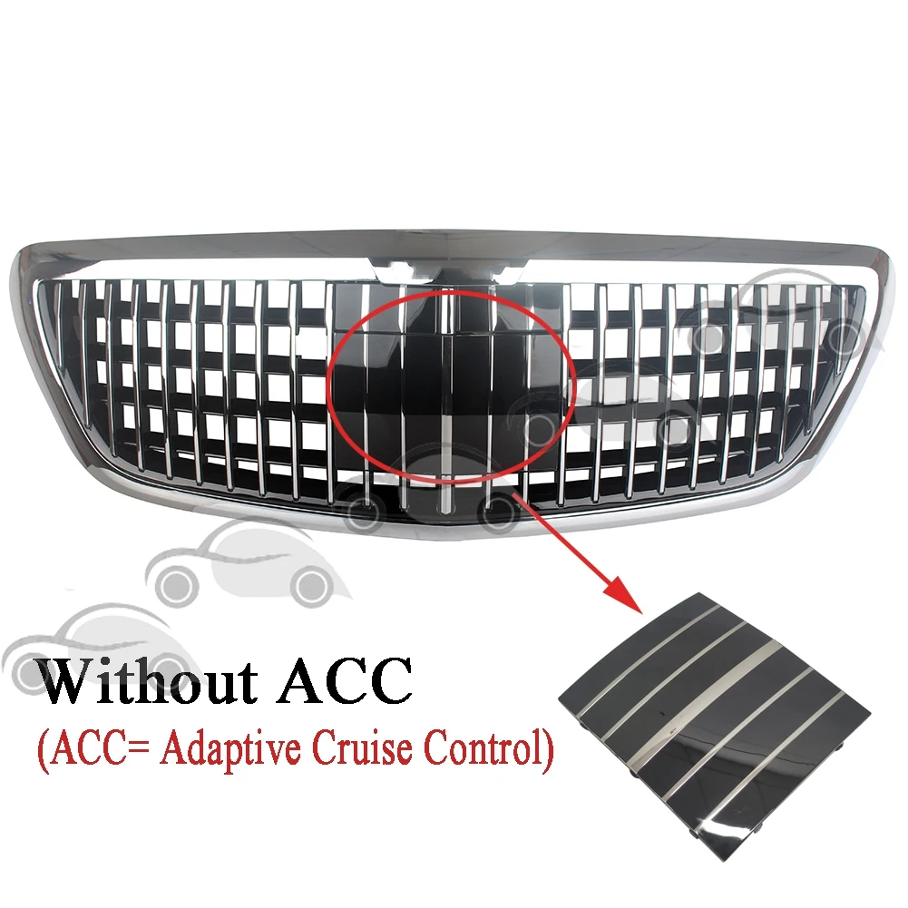 Front Bumper Racing Grill Billet Grille Cover For Mercedes-Benz W222 S-Class 2014-2020 Maybach Style S600 S550 S500 S450 S350