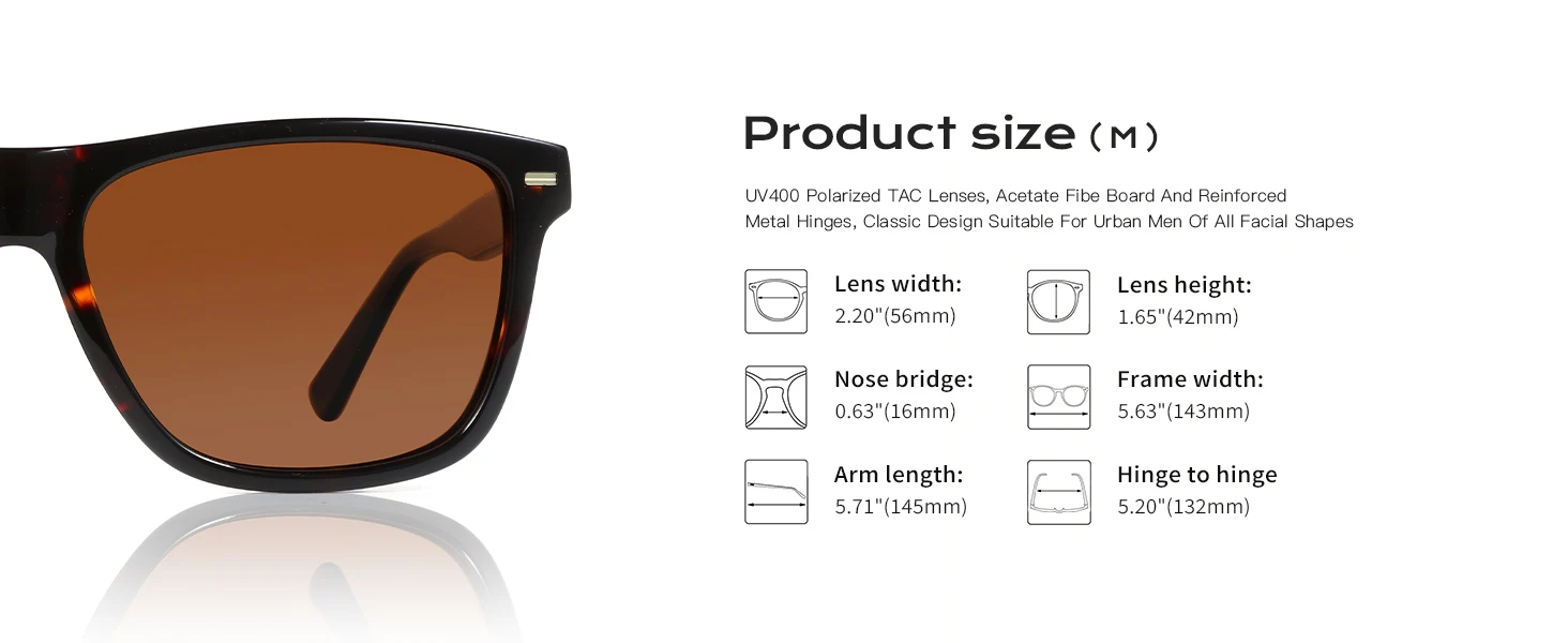 ZENOTTIC Fashion Square Polarisierte Sonnenbrille UV400-Schutz Acetat-Sonnenbrille Klassisches Design Schatten für Damen Herren – Detail 8