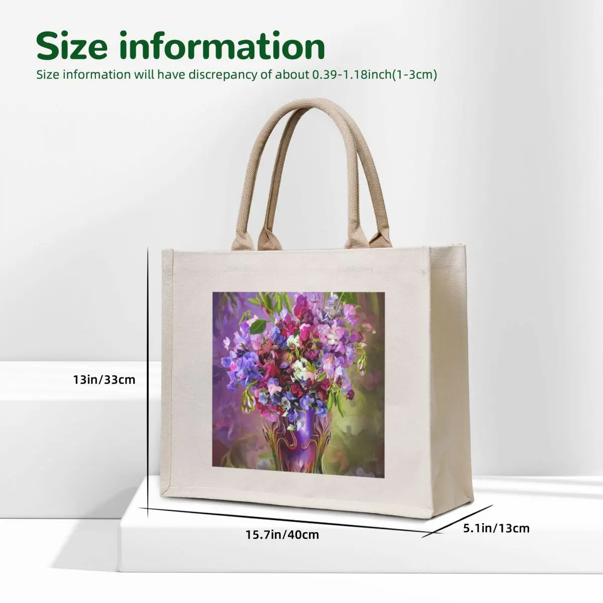 Sweet Peas In Sweet Pea Vase Tote Bag Eco bag Shopper bag Gift bags tote custom