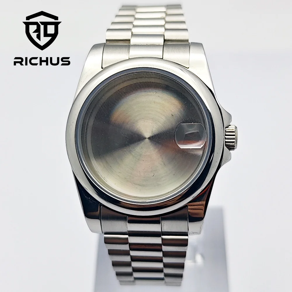 

RICHUS NH35 Case 36mm 39mm Watch Case With Strap Sapphire Glass Fit NH34 NH35 NH36 ETA2824 PT5000 Movement