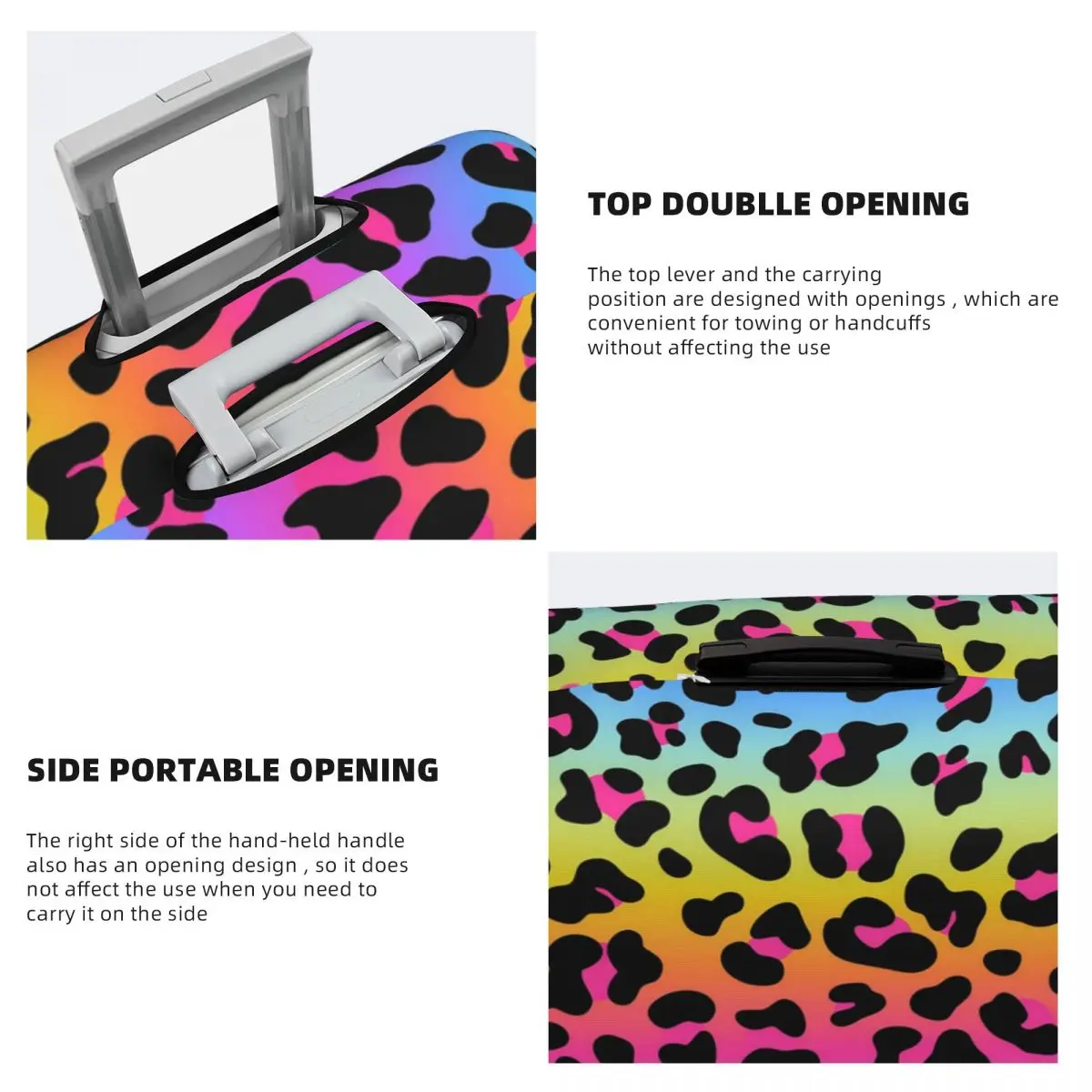 Rainbow Leopard Suitcase Cover Animal Print Business Protection Holiday Elastic Luggage Accesories