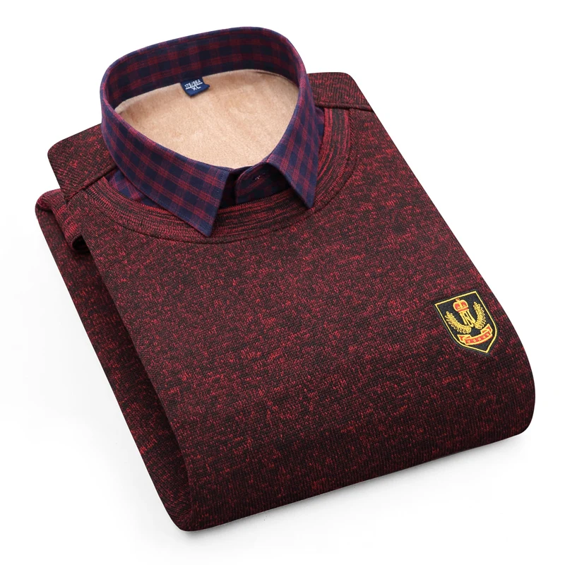 

Thiened Fce Warmth Long Sve Knitted irt Casual Youth Men's Winter Faion Ci Commute Straight Fit Overhead irt