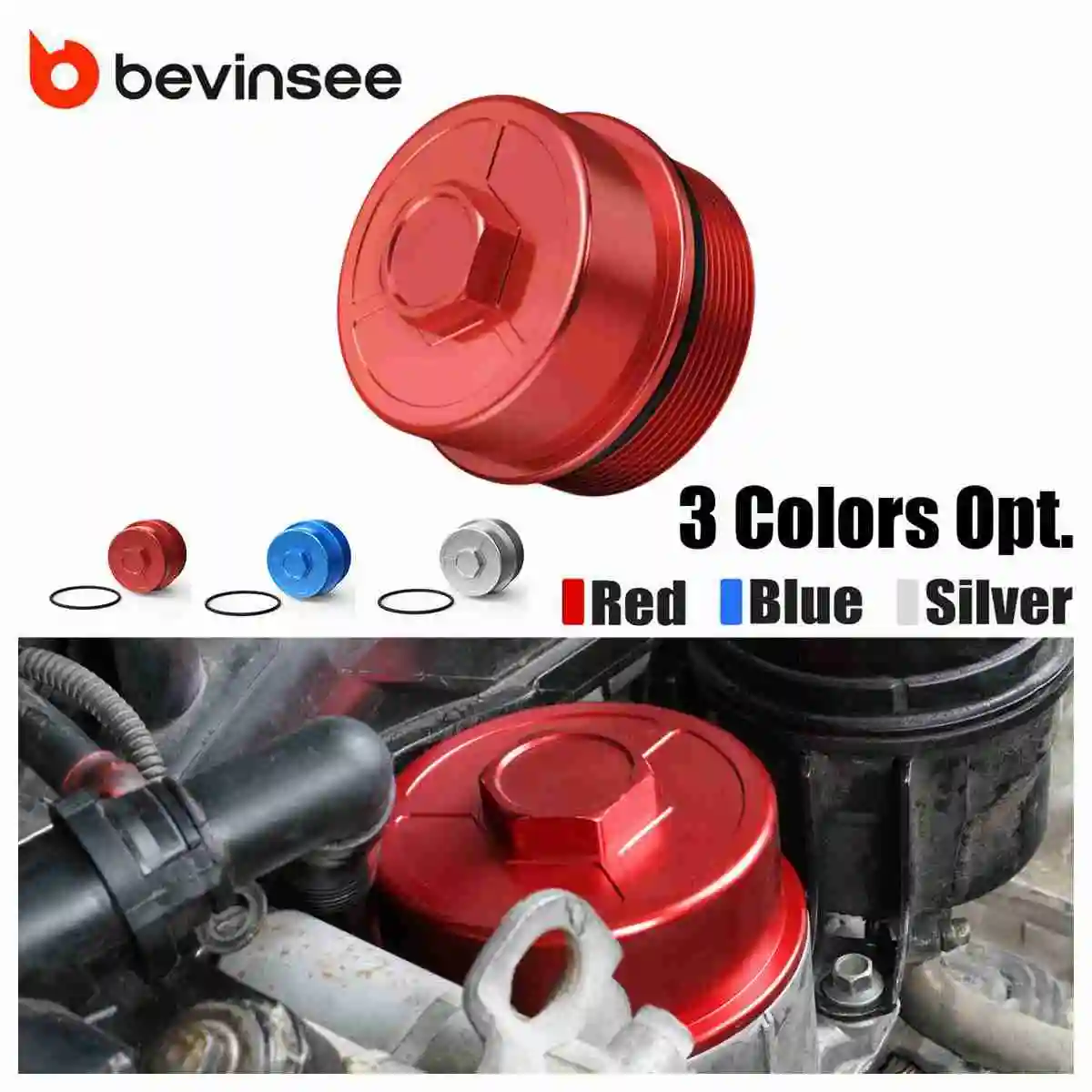 

BEVINSEE Oil Filter Cap w/O ring for BMW M52 M54 E46 E36 323i 328i 330i E39 E60 E61 525i 530i X3 E83 X5 E53 Z3 Z4 E85 2.5i 3.0i