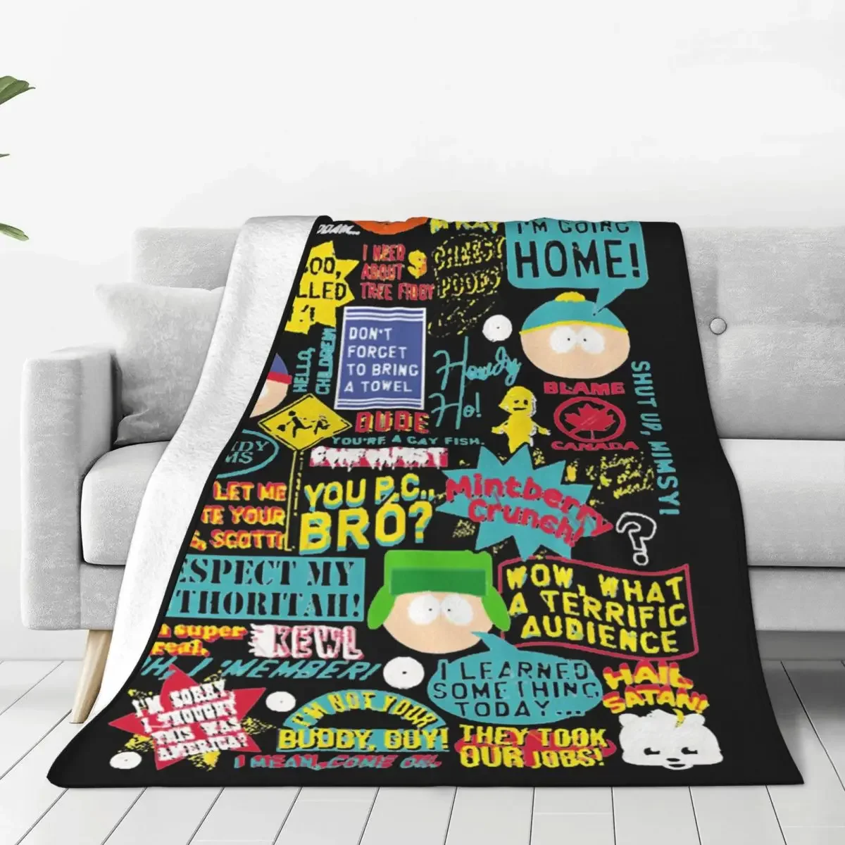 Southpark Element Velvet Throw Blanket Cartoon Anime Blanket for Bedding Car Soft Plush Thin Quilt