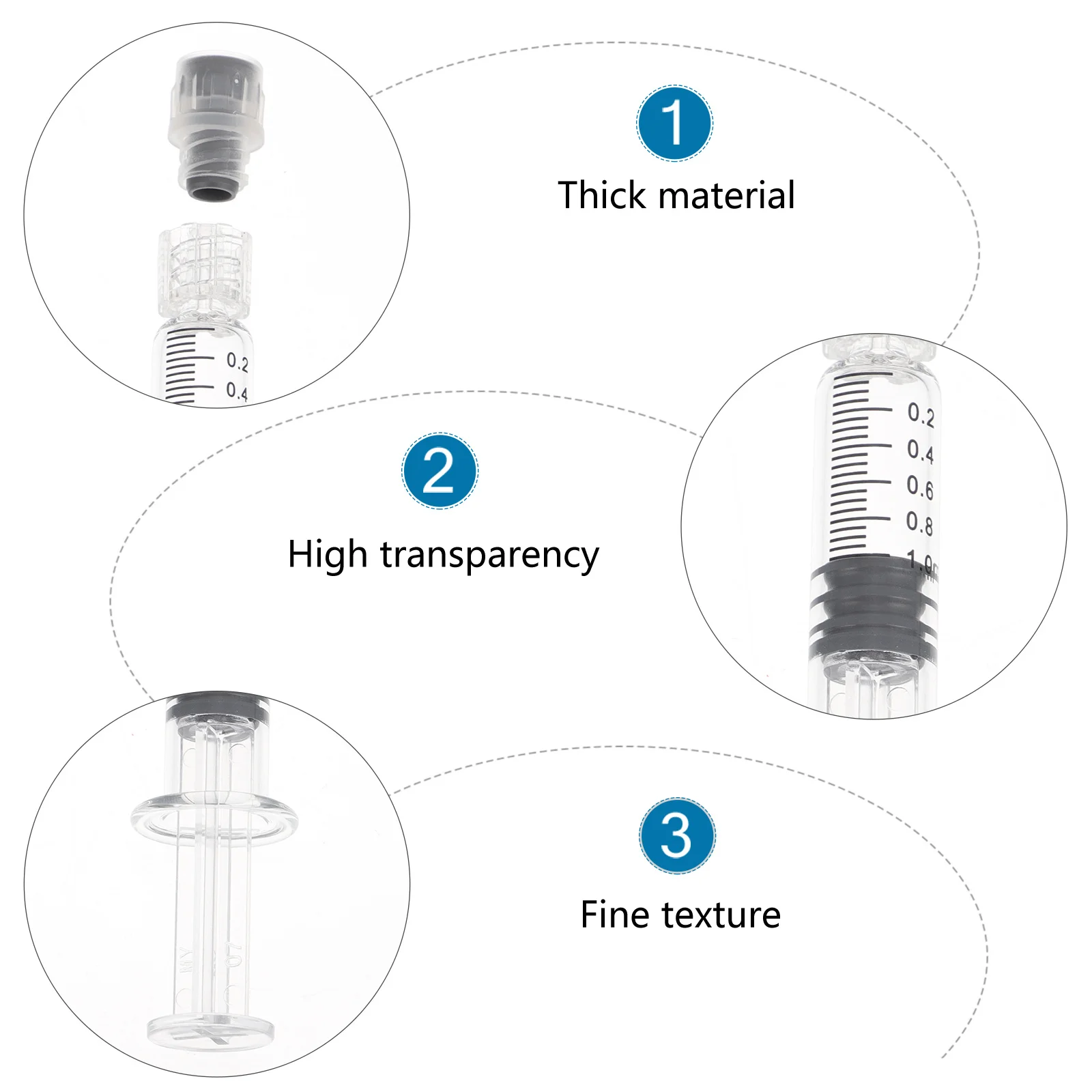 

6Pcs 1Ml Borosilicate Glass Syringe for Precise Liquid Dispensing and Measuring Anti-Leak Lab Veterinary Reusable Solution