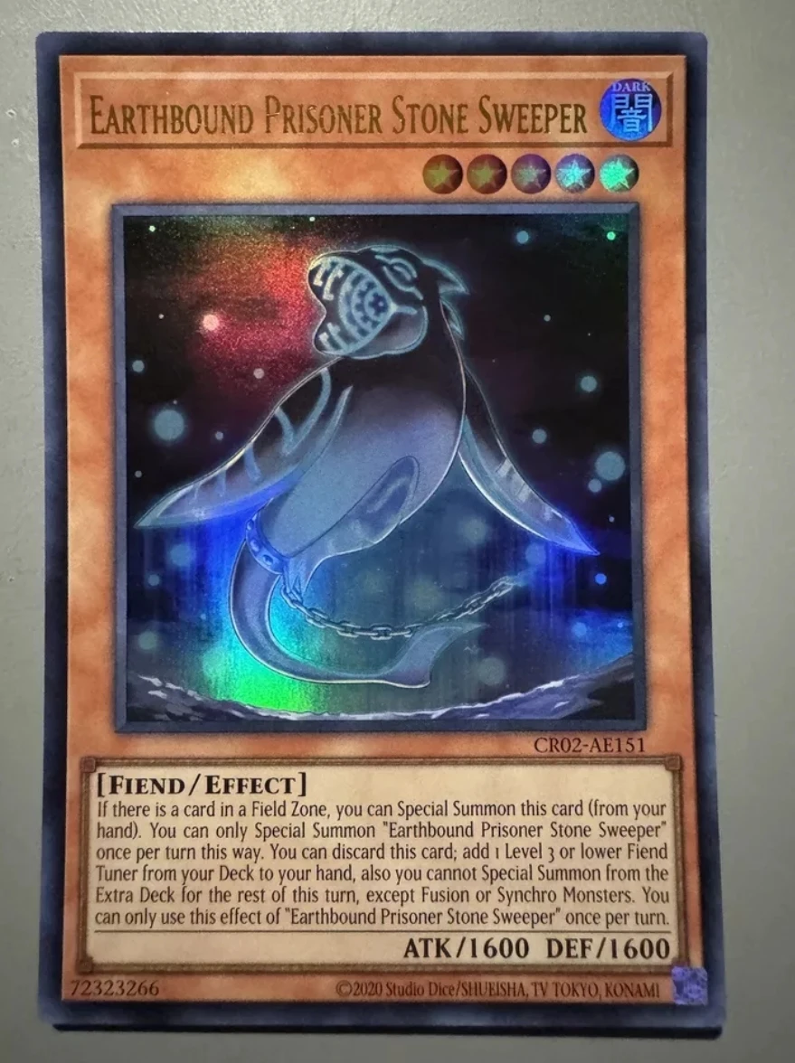 Yugioh KONAMI Duel Monster CR02-AE151, penyapu batu tahanan tanah sangat langka koleksi kartu Mint Inggris Asia