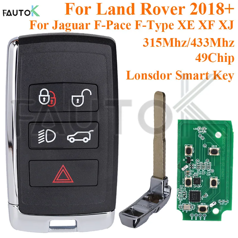 Lonsdor Smart Control Car Key Fit For Jaguar F-Pace F-Type XE XF XJ For Land Rover LR2 LR4 315MHz/433MHz Support K518 2018-2021