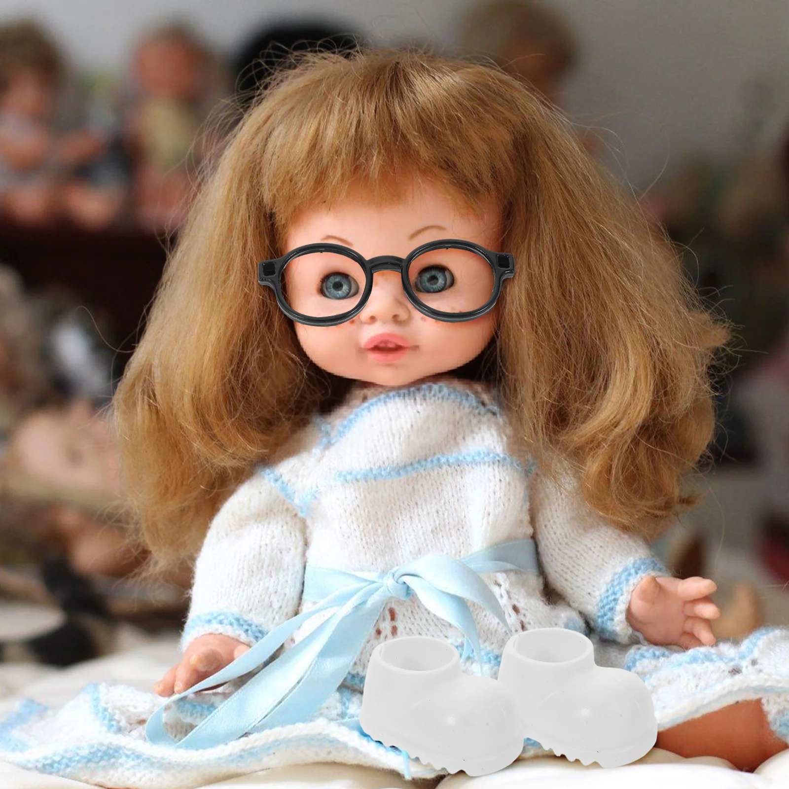 1 セット 1 セットミニアクセサリー 17 センチメートル小さな靴用丸メガネ仮装パーティークラフトホリデーデコレーションドールハウスプレイコレクション