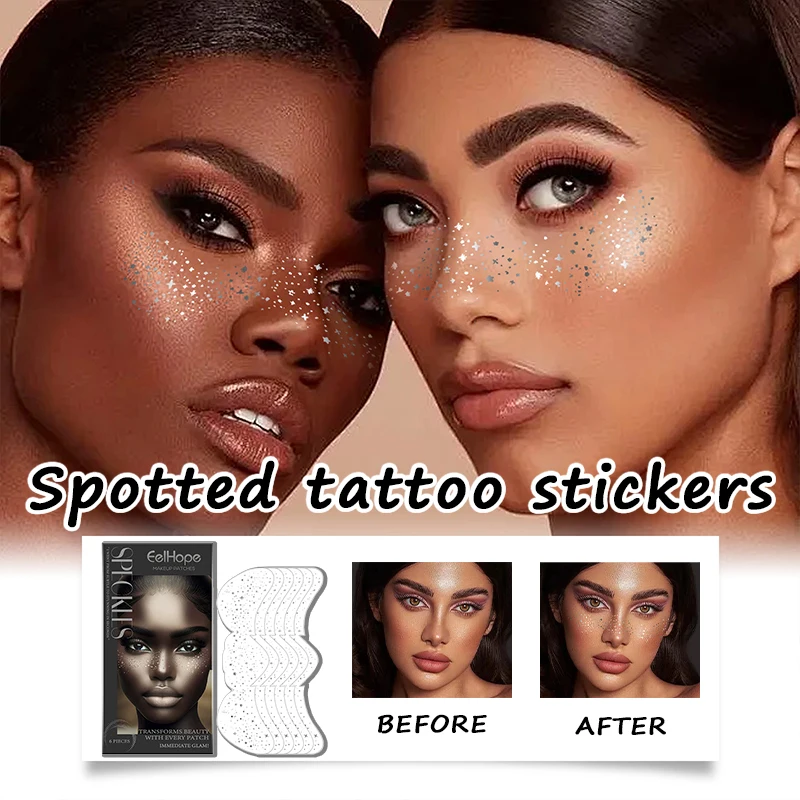 6PCS Fake Freckle Tattoo Stickers Women Face Freckle Makeup Stickers Women Make up Accessories Fashion Flash Eyes Makeup