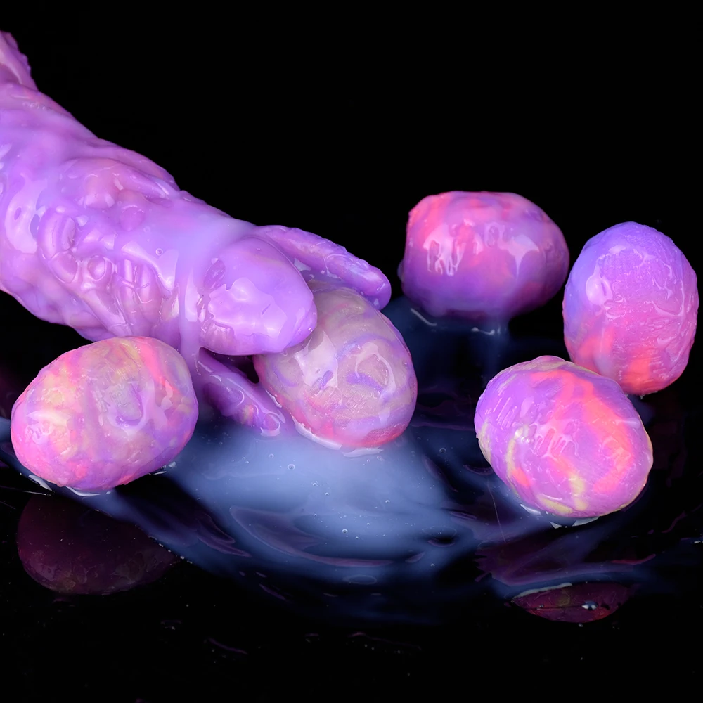 FAAK Fantasy Pneumatic Luminous Ovipositor Butt Plug Lay Eggs Dildos Silicone Glow in Dark Anal Sex Toys Adult Game Masturbators