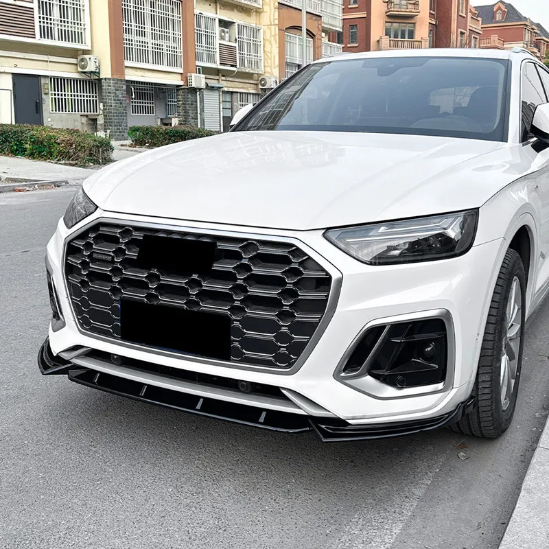 

For Audi Q5 FY Sline 2020-2024 Car Front Bumper Splitter Lip Chin Spoiler Black Carbon Body Kit Guard Exterior Accessories