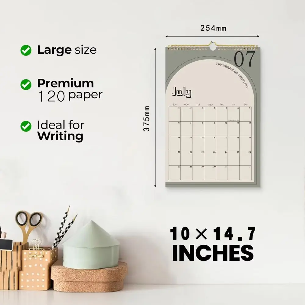 Calendario de pared creativo 2025, planificador en inglés, calendario de pared mensual portátil, planificador minimalista de lista de tareas