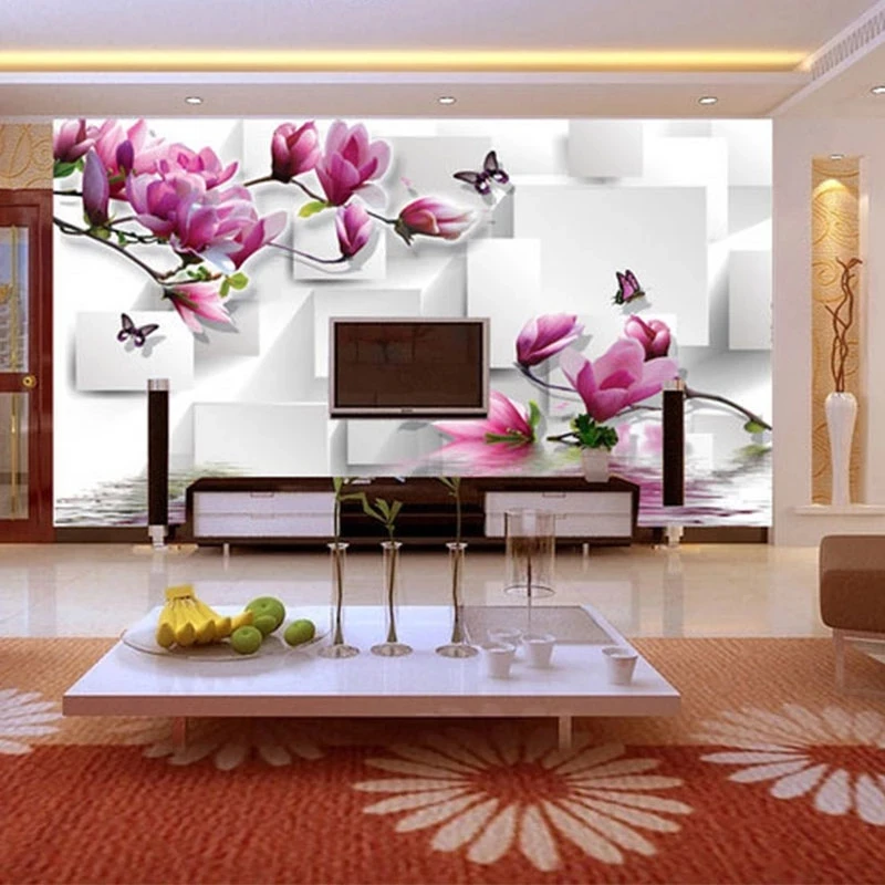 Customized Fashionable Design 3D geometry flowers Butterfly Mural Wallpaper Living room TV background wall bedroom restaurant 8d