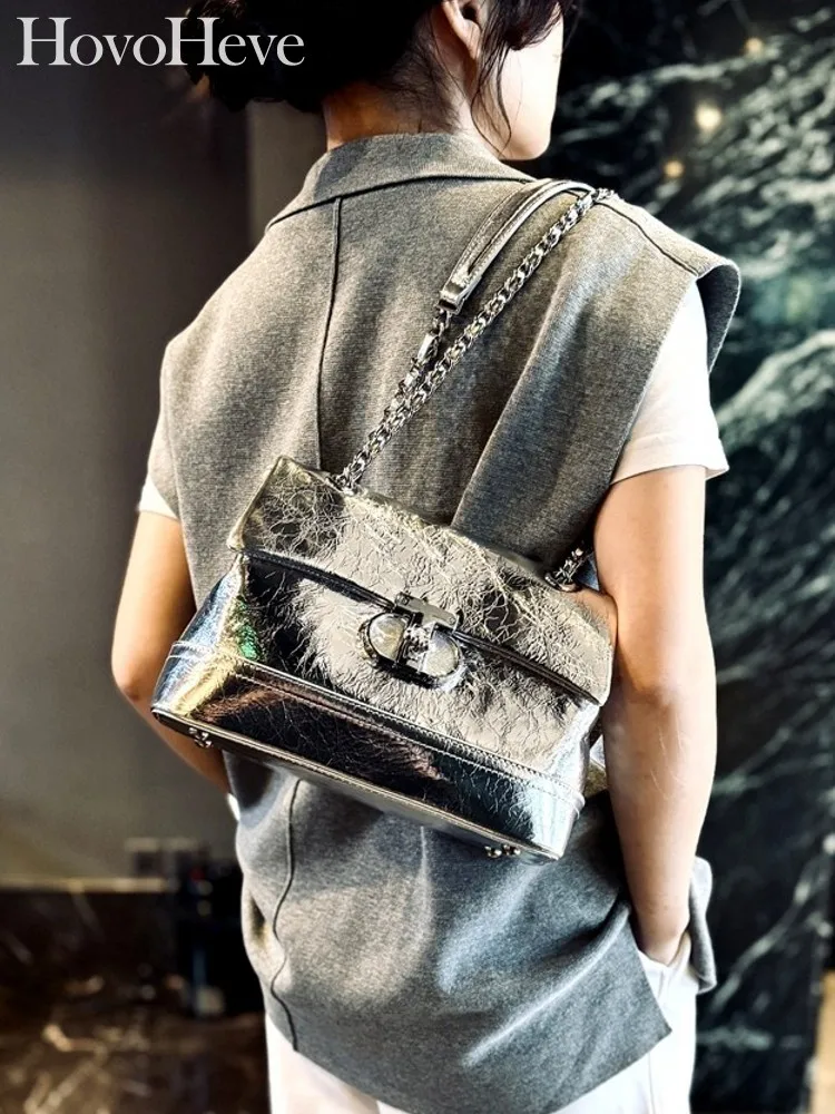 

Fashion Women Genuine Leather Shoulder Bag Strap Crossbody Underarm Bags Vintage Chain Flap Pocket Office Ladies Work Designer