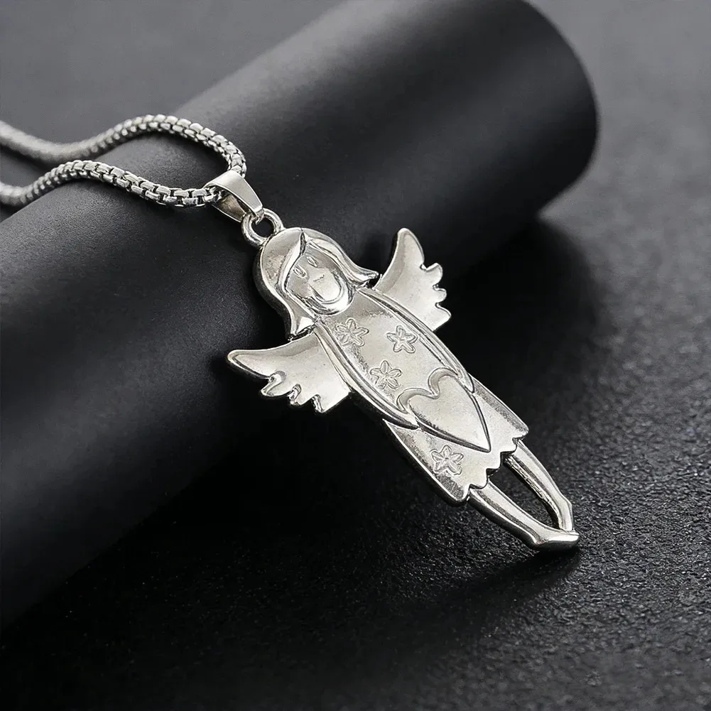 Metal Angel Girl Necklace Fashion Creativity Design Elegance Gathering Decorative Pendant Birthday Present Jewellery Accessories