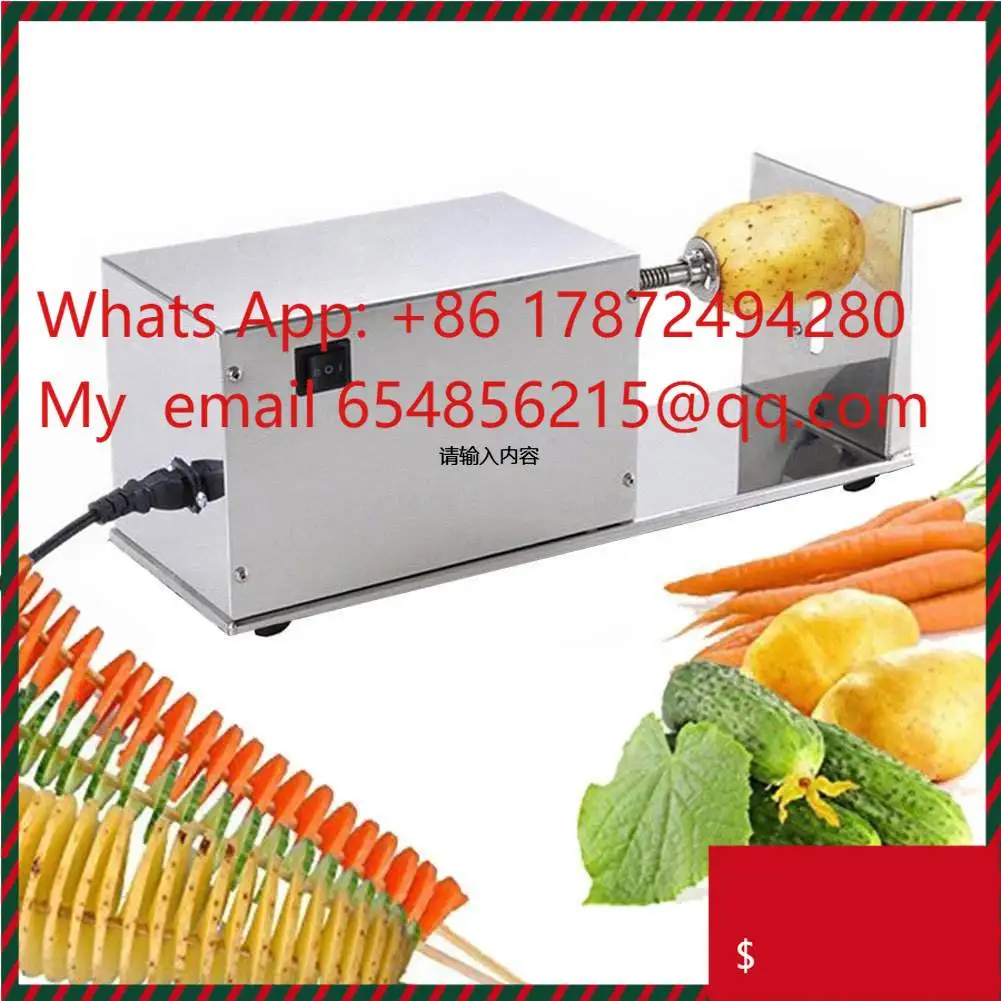 Small Stainless Steel Electric Twister Tornado Potato Slicer Safety Efficiency Vegetable Cutter with Potato Tower Making Machine