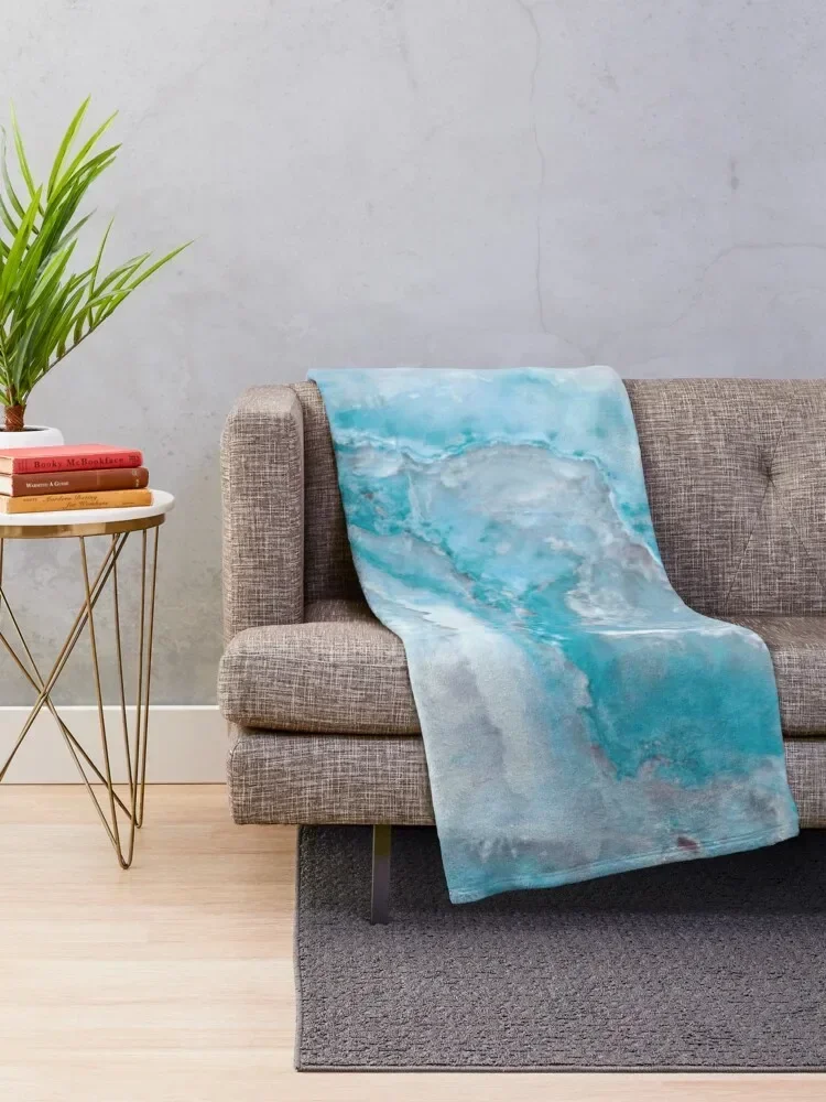 Luxury Mermaid Blue Faux Agate Marble Geode Gem Throw Blanket Heavy For Decorative Sofa Blankets