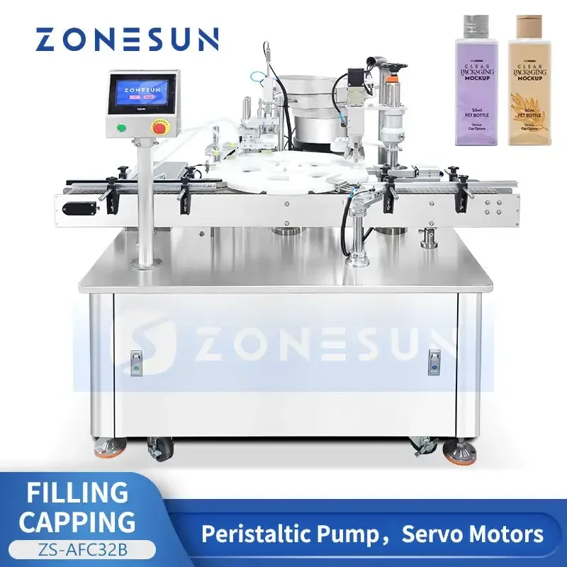 ZONESUN ZS-AFC32B Peristaltic Pump Cam Filling and Capping Machine Small Volume Liquid Solution