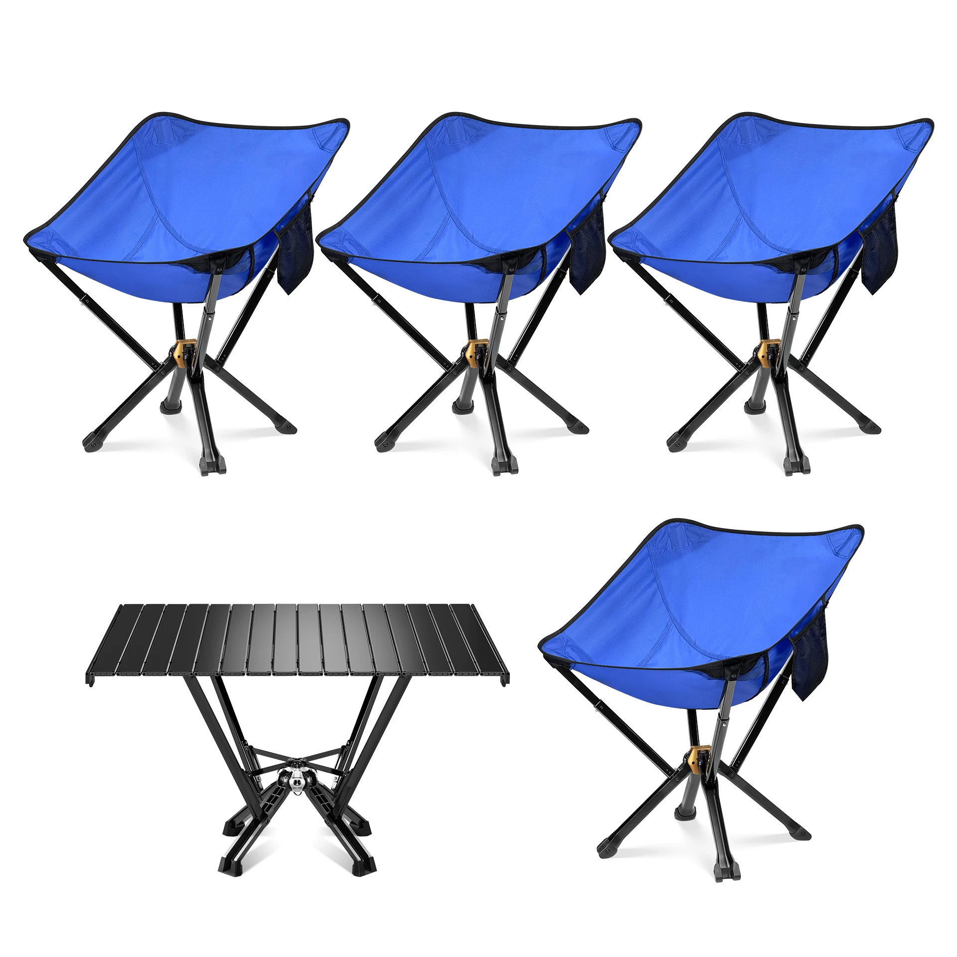4PCS Outdoor Folding Furniture Set 3 Portable Camping Chairs 1 Foldable Table for Picnic Hiking Beach Backyard Space Saving