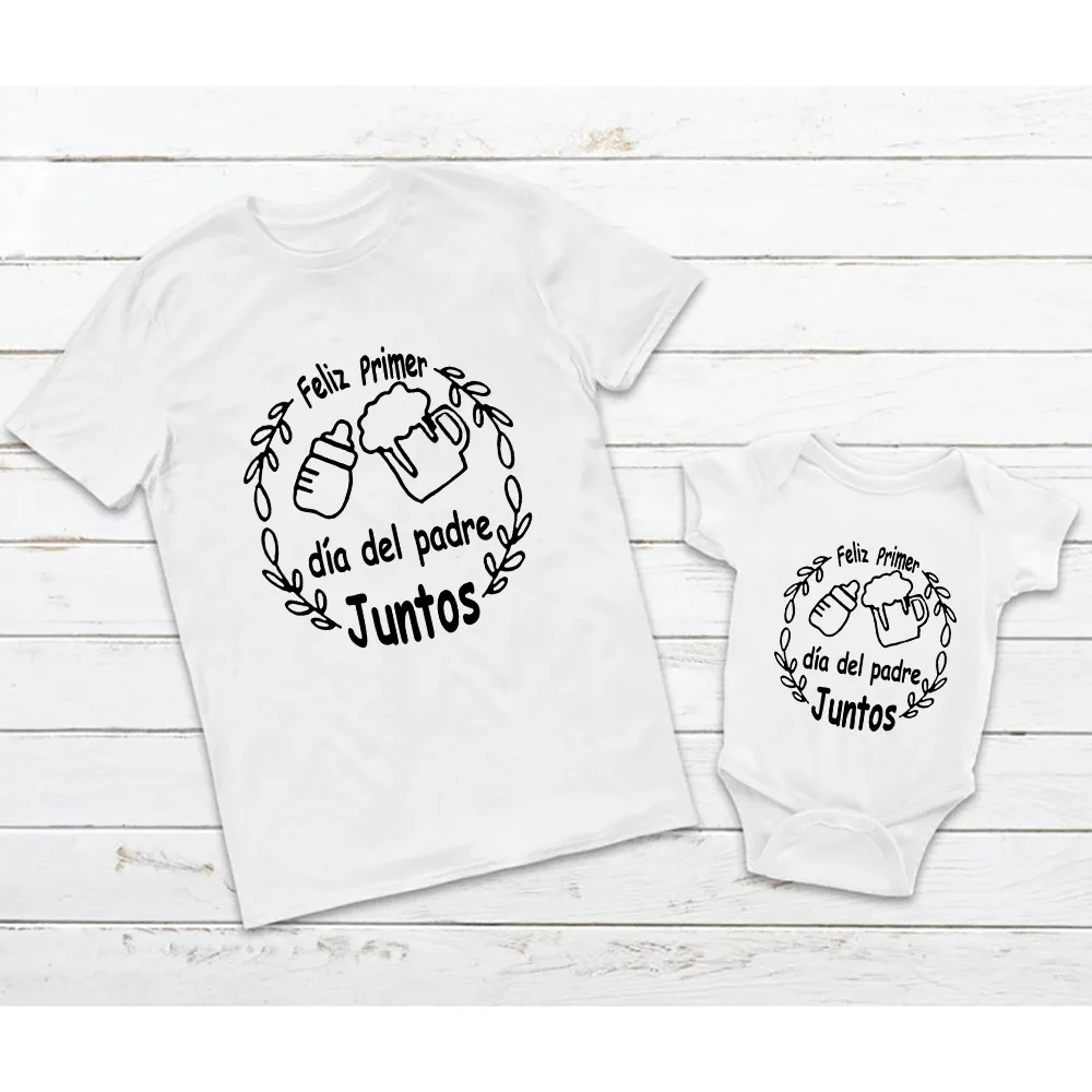 

Our First Fathers Day Together Shirts Dad and Baby Father Day Matching Outfits Daddy and Me T-shirts Baby Bodysuits New Dad Gift