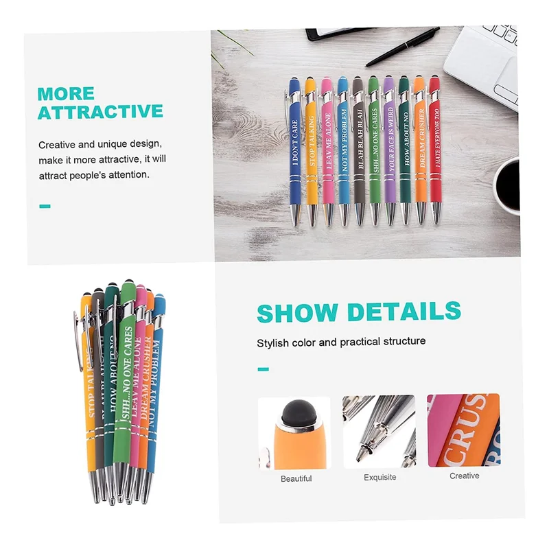 

VO-10Piece Inspirational Slogan Pen Fine Point Gel Pens Athletic Set Interesting Writing Pen Gel Ink Pen Ballpoint Pen
