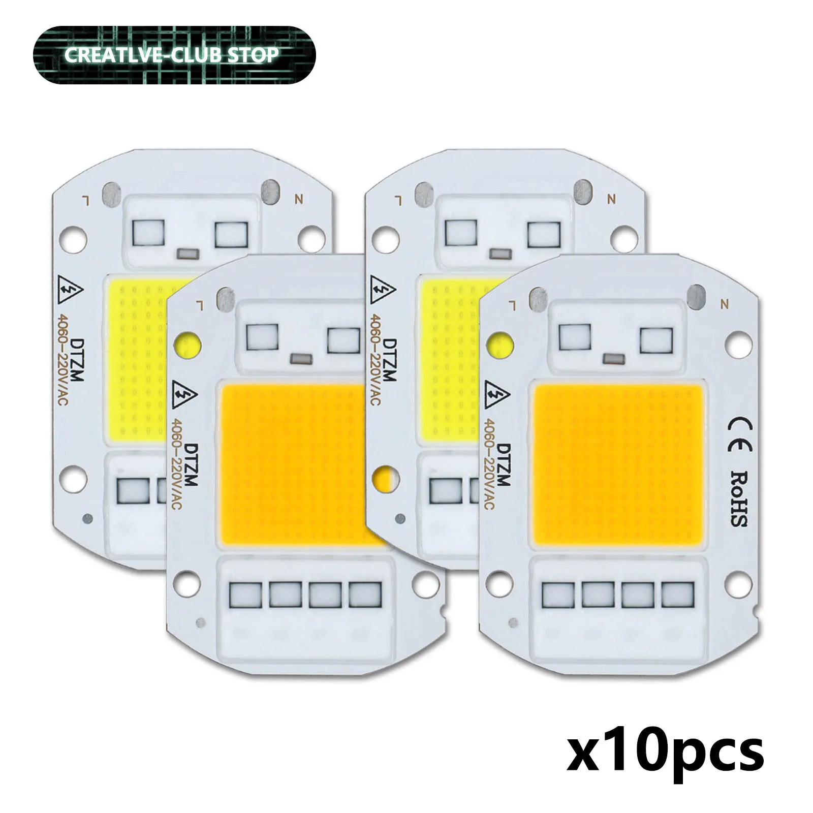 

10 шт. COB светодиодный чип AC 220 В 10 Вт 20 Вт 30 Вт 50 Вт лампа из бисера Smart IC не требуется драйвер теплый/холодный белый диод для прожектора прожектора DIY