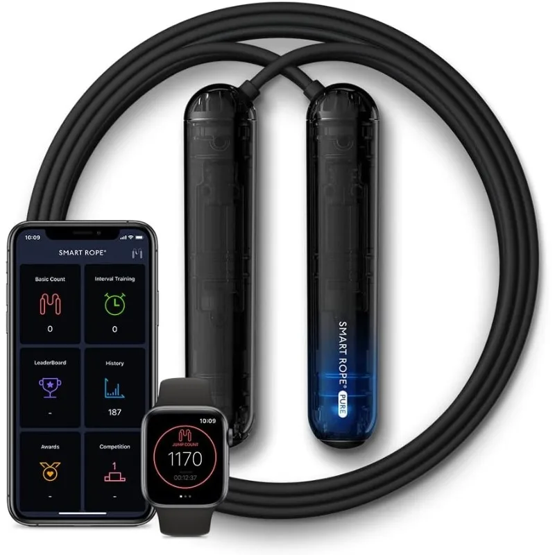 Tangram 05-62366 Smart Rope Pure (Bluetooth 4.0 Enabled Jump Rope, Jump Counter, Smart Phone Connected App, Smooth Ball Bearing