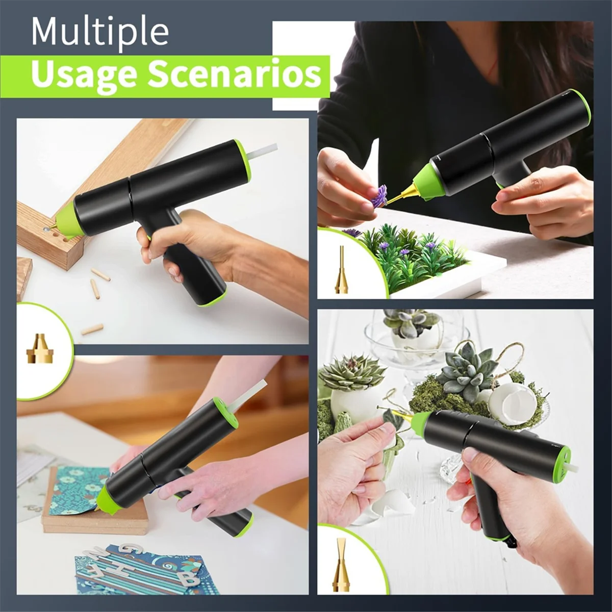 

AA91 Hot Glue GunSet, Cordless Glue Gunwith Stand USB Rechargeable Preheating Auto Shutoff Hot Melt Glue GunTool for DIY