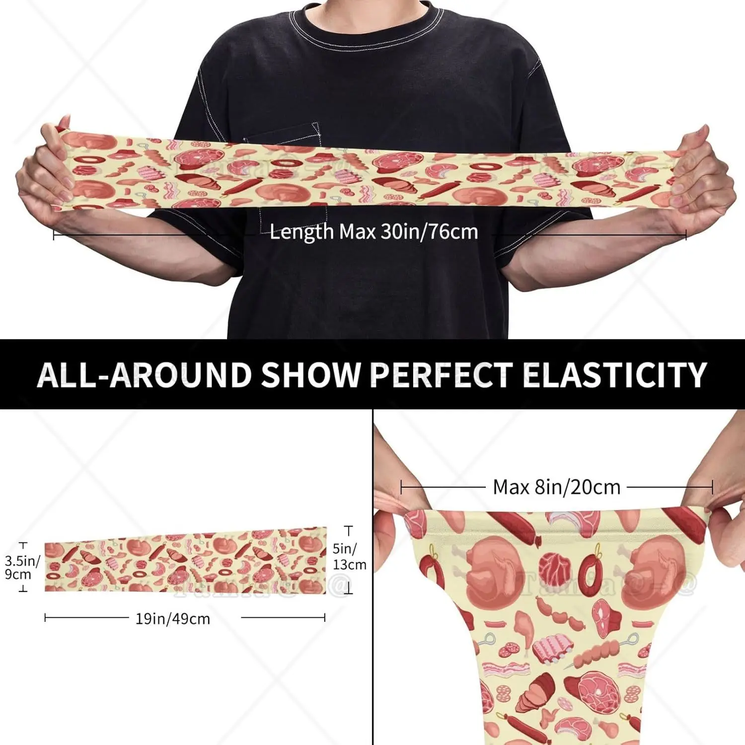 Cooling Arm Sleeves for Men Women Uv Protection Chicken Wings Turkey Salami Print Tattoo Sleeves To Cover Arms Gardening