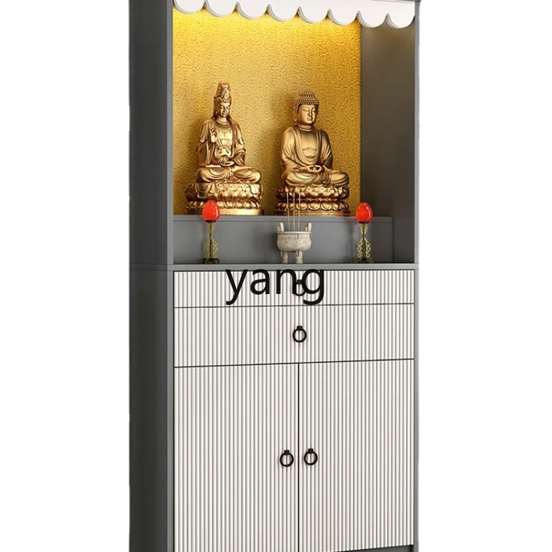 LMM White Economical Buddha Cabinet Clothes Closet with Door Guanyin Altar