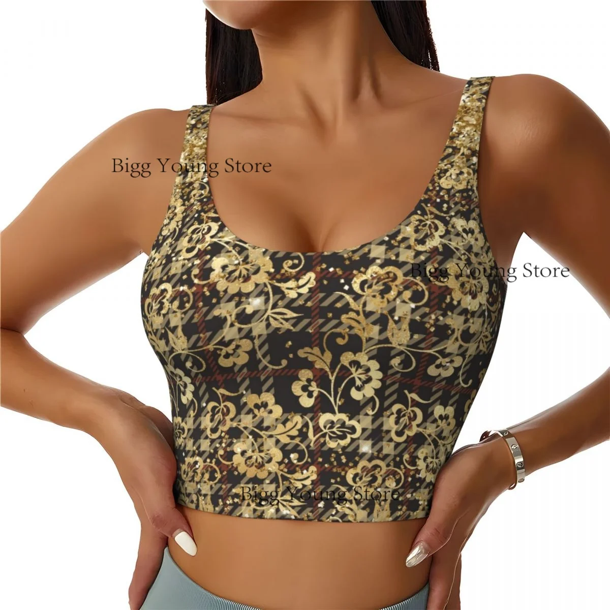 

Sports Bra Women Running Yoga Clothes Vest Digital Paper Glitter Background Gathering Fitness Vest