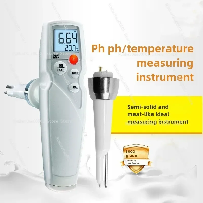 

205 Food PH Meter for Dough Cheese Meat 0.01 Accuracy Waterproof Pocket pH Tester with ATC for Baking Dairy Industry