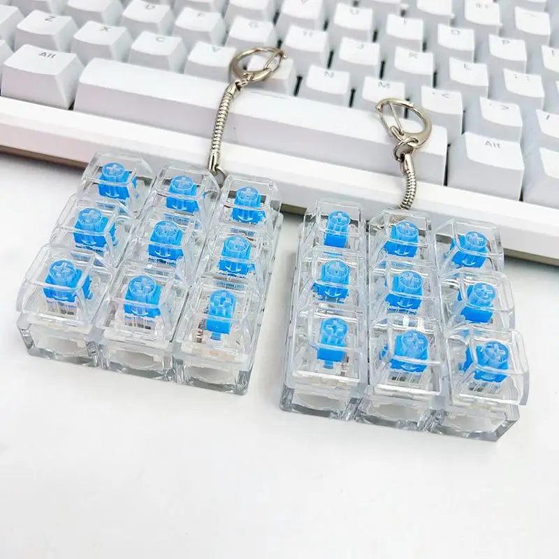 50 Stück blaue mechanische Tastaturschalter, 3-Pin MX-Style Clicky-Schalter mit 10 Schlüsselanhängern für 3D-gedruckte Fidgets – Detail 5