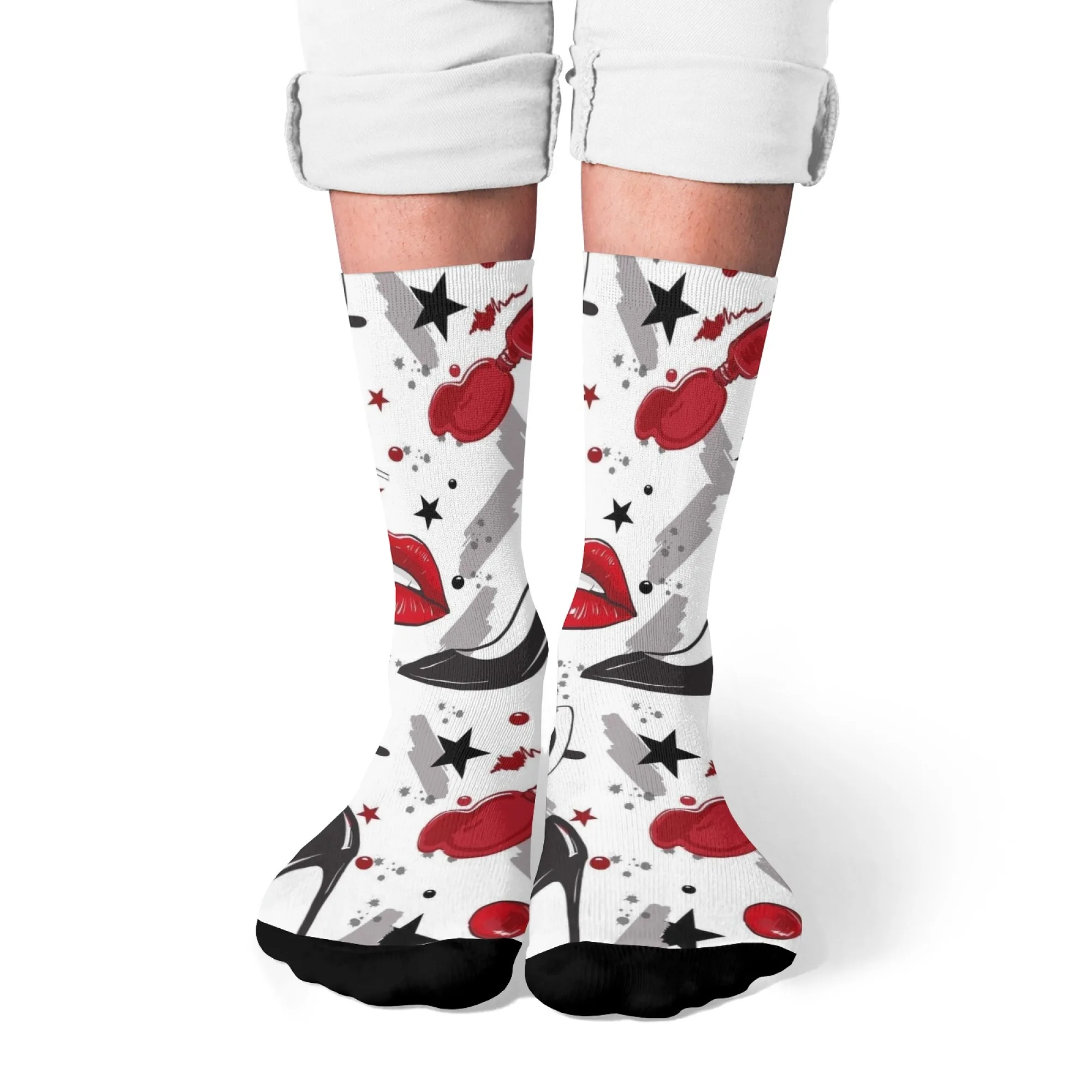 Lippenstift und High Heels sind modische Elemente, lässige Socken, Unisex, bequeme, warme, rutschfeste Socken, fröhliche Socken, Weihnachtsgeschenk