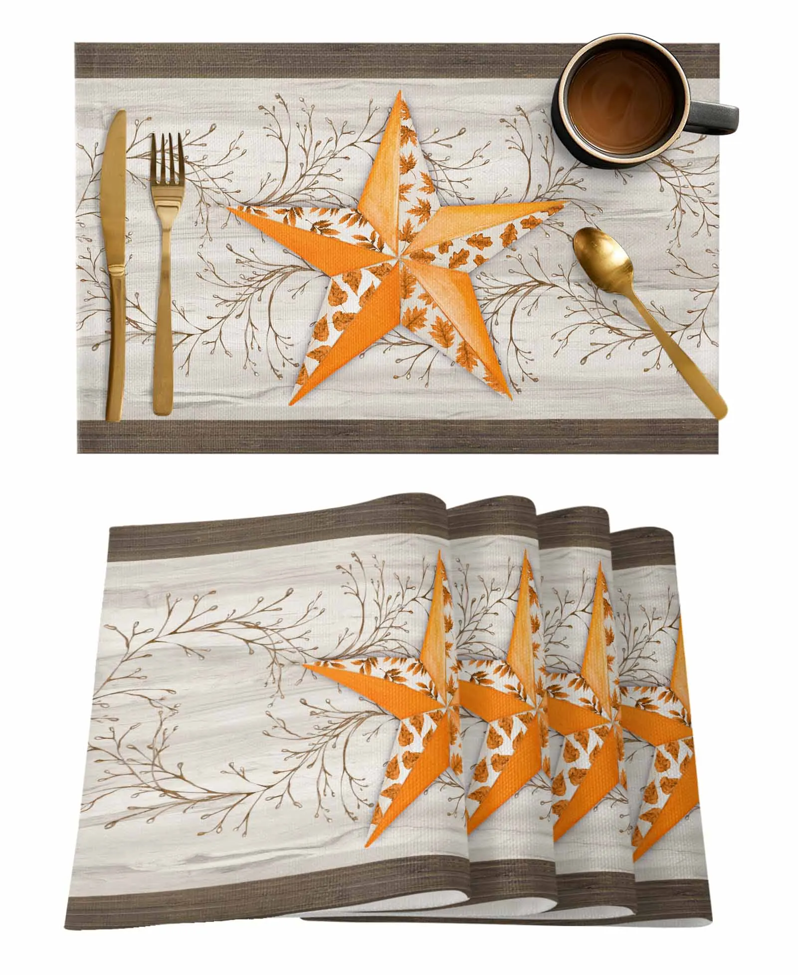 Autumn Retro Vine Pentagram Table Runners Dresser Scarf Table Decor Wedding Dining Table Runners Holiday Party Decor