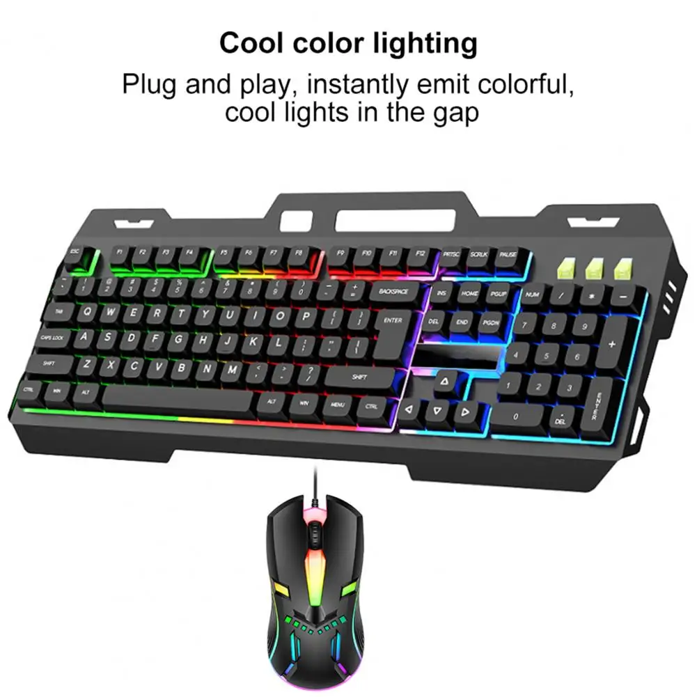 Wired Gaming Keyboard with Mouse Set Ergonomic Symmetrical Design Precise Control Backlit Mechanical Keyboard