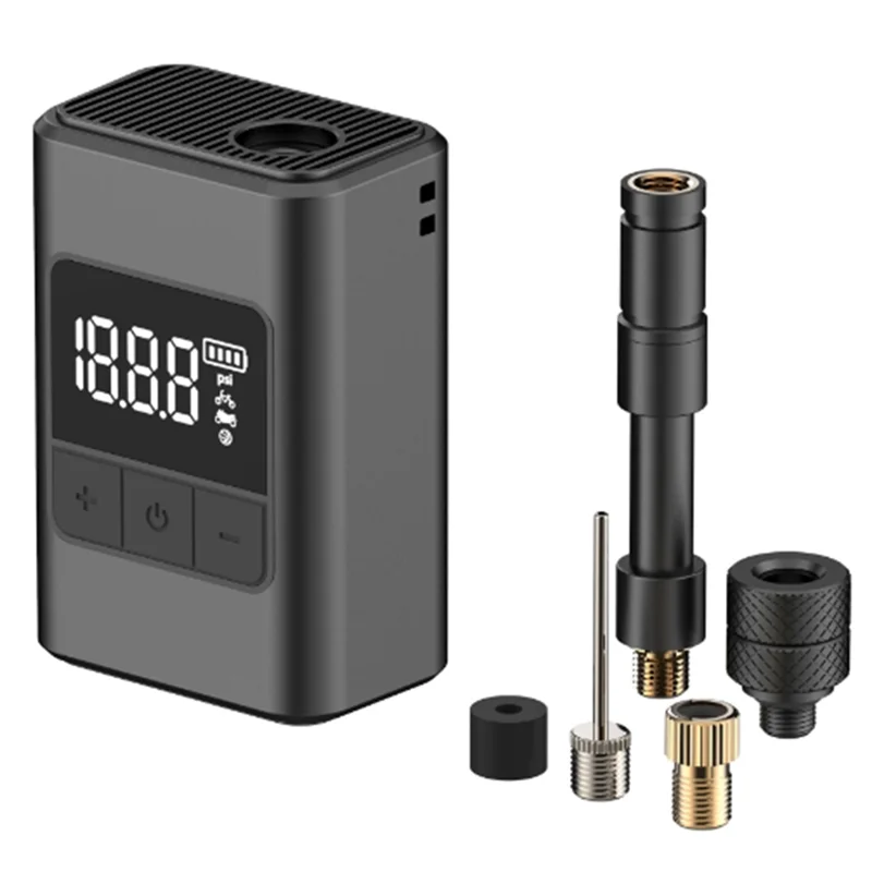 Mini Portable Electric Bicycle Bike Pump 120PSI 1300Mah Air Inflator USB-C Charging High Pressure Pump