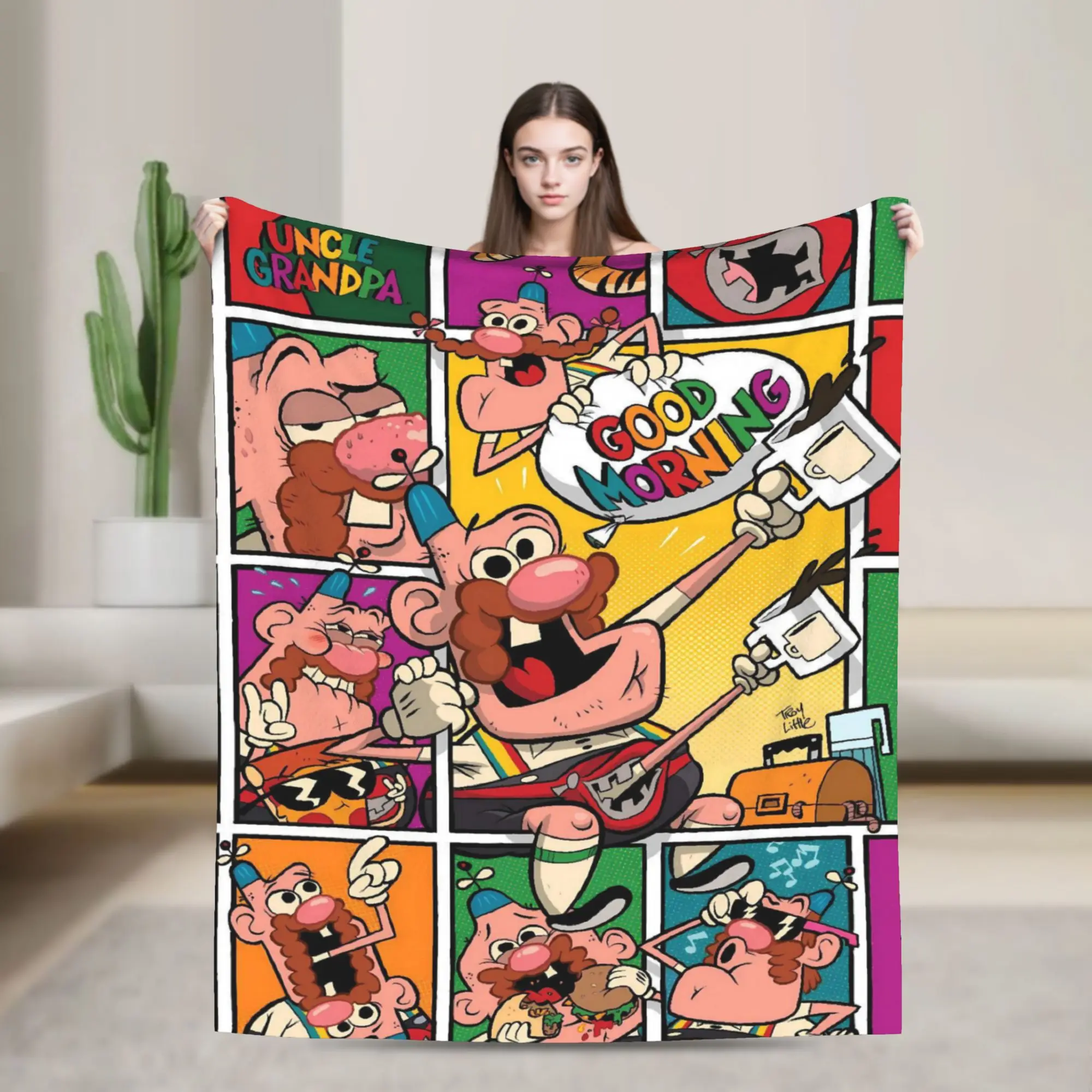 Warm Soft Blanket Picnic Uncle Grandpa Bedding Throws  Flannel Bedspread For Couch Chair Street Trend Sofa Bed Cover