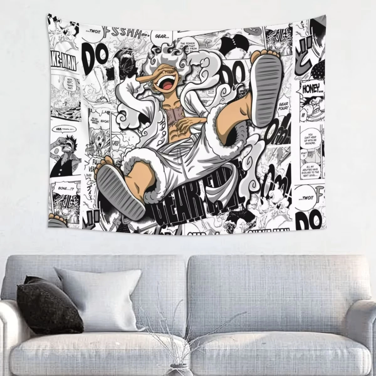 Luffy One Piece Wandteppich, Hippie, Polyester, Wandbehang, japanischer Anime, böhmischer Raumdekor, Teppich für Zuhause, Hintergrund