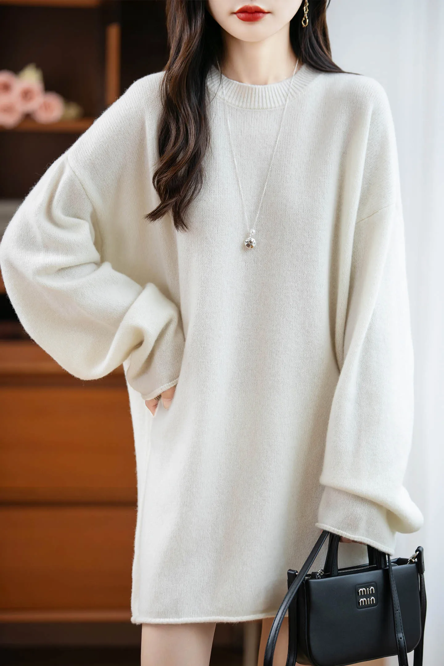 

Роскошный осенне-зимний женский свитер, элегантный женский трикотаж из 100% мериносовой шерсти, длинный свободный пуловер, женская одежда с длинными рукавами, топы