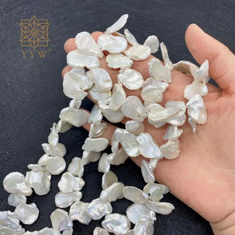 

1 Stand Keshi Cultured Freshwater Pearl Beads 12-15mm White Petals Shape Polished Stone For Jewelry Making Necklace 14.96 Inch