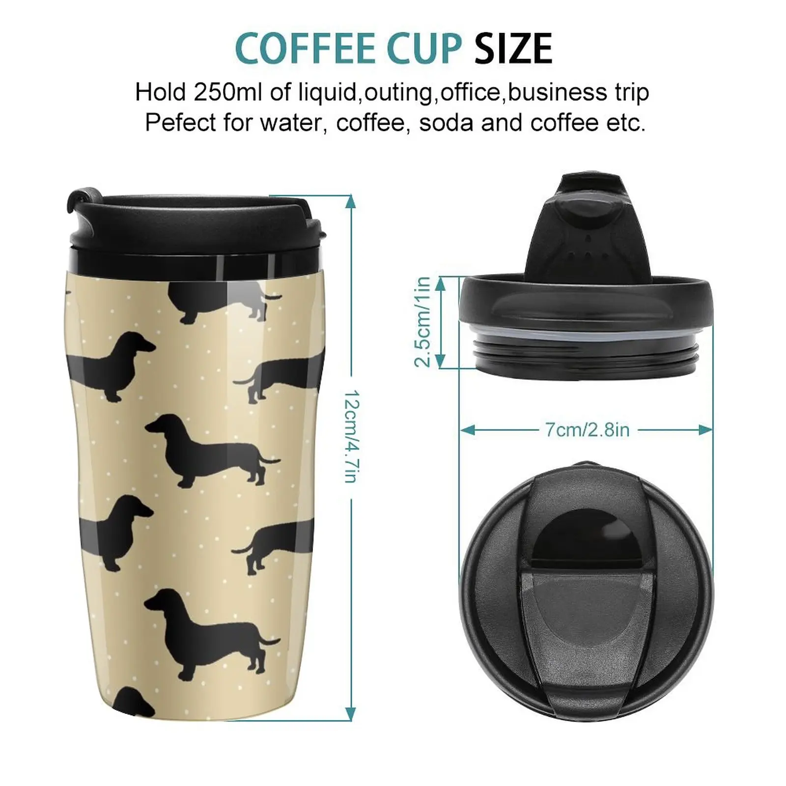 New Short Hair Dachshund Cream Pattern Sausage Dog Travel Coffee Mug Butterfly Cup Cup For Coffee