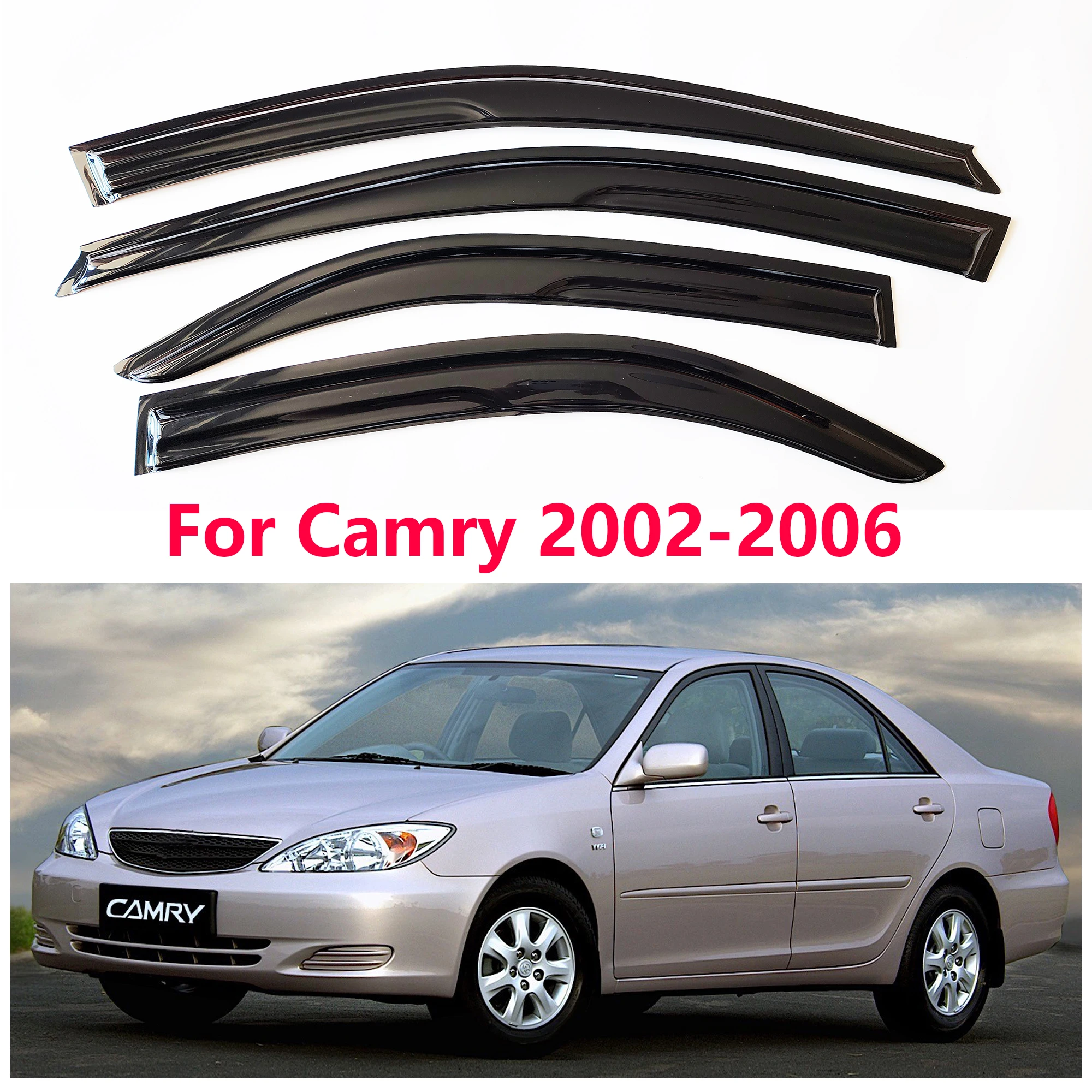 

Window Visor for Toyota Camry 2002-2006 | 4pcs Rain Guard Wind Deflector | Car Weather Shield Accessory