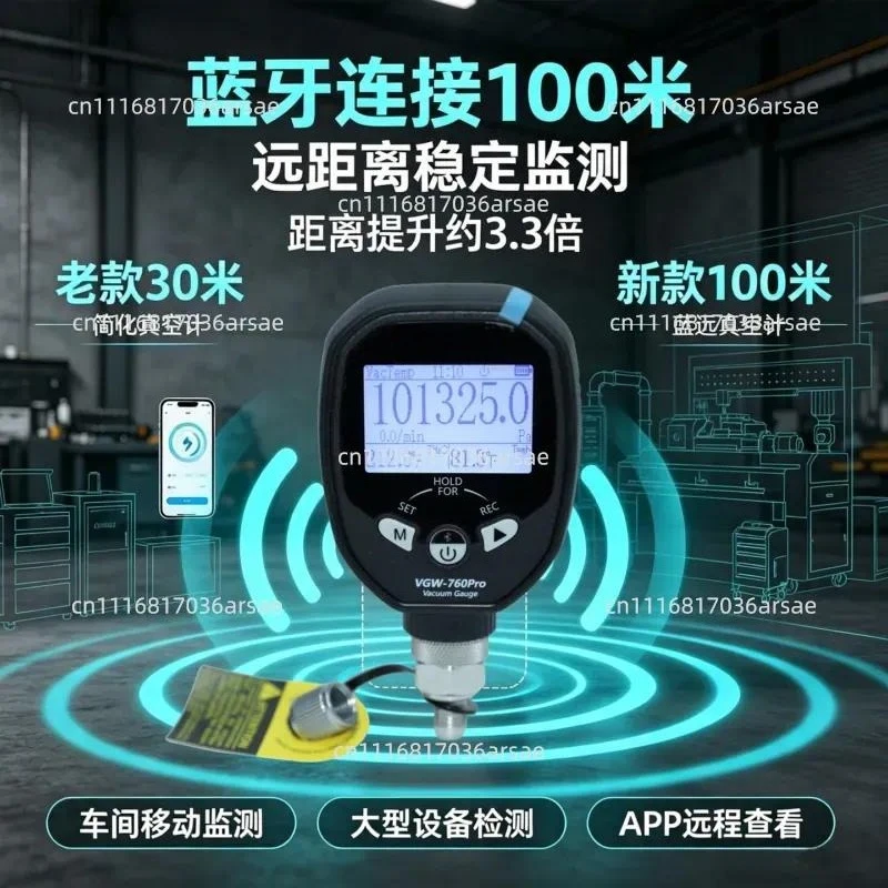 VGW-760Pro Wireless APP Vacuum Gauge High Precision Digital Display Vacuum Full Range Vacuum Pressure Gauge